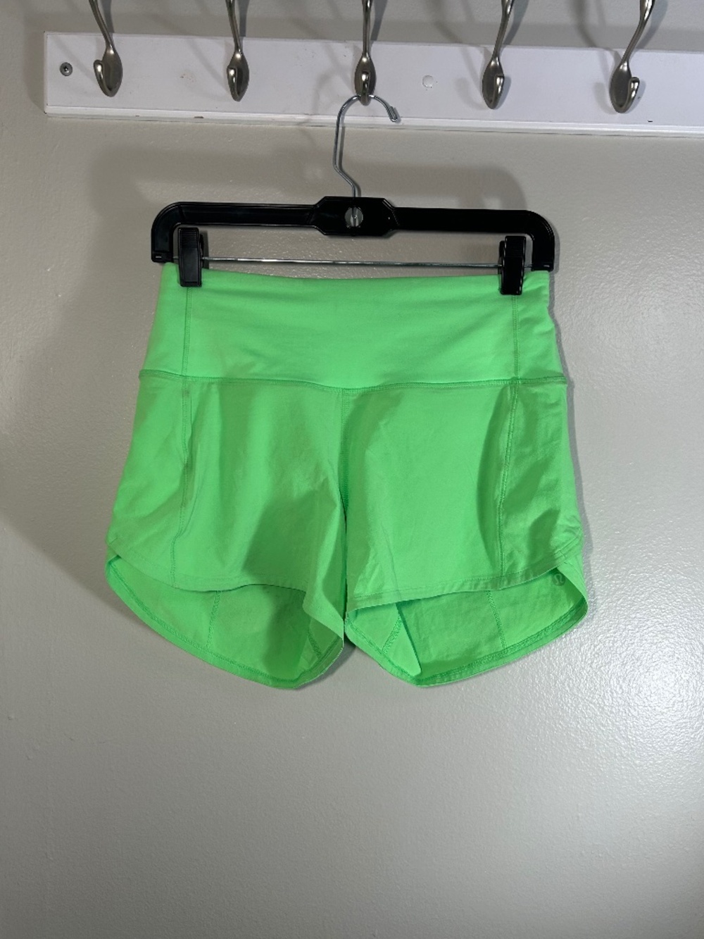 Lululemon Speed Up Shorts Womens 4 Green Running Lined Zip Pocket Gym Run